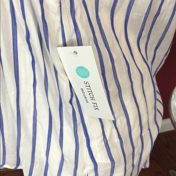 BNWT White /blue stripe shoulder tie top - Picture 4 of 5